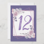 モダン幾何学フレーム 紫色 花柄 テーブルナンバー (正面)