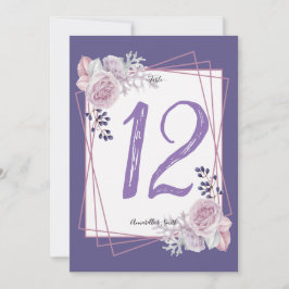 モダン幾何学フレーム 紫色 花柄 テーブルナンバー