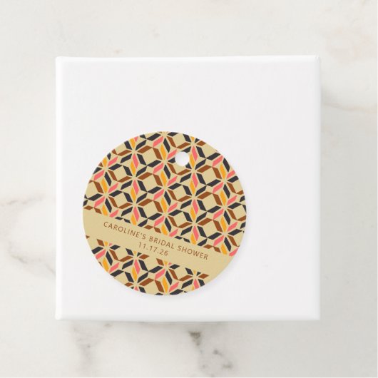 モダン幾何学ブラックイエローカスタム ブライダルシャワー フェイバータグ (インサイチュ)