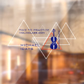 モダン幾何学ホワイト＆ネイビーブルー ミュージック ヴァイオリン ウィンドウサイン (シート2)