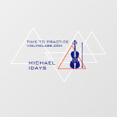 モダン幾何学ホワイト＆ネイビーブルー ミュージック ヴァイオリン ウィンドウサイン (シート)