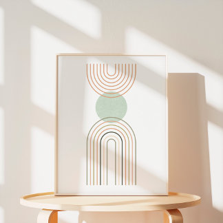 モダン幾何学ボヘミアンレインボーアート ポスター