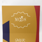 モダン幾何学ボールドレトロウェディング 三つ折り招待状 (内部最初)