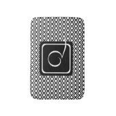 モダン幾何学モノグラム 黒 白 バスマット (正面縦)