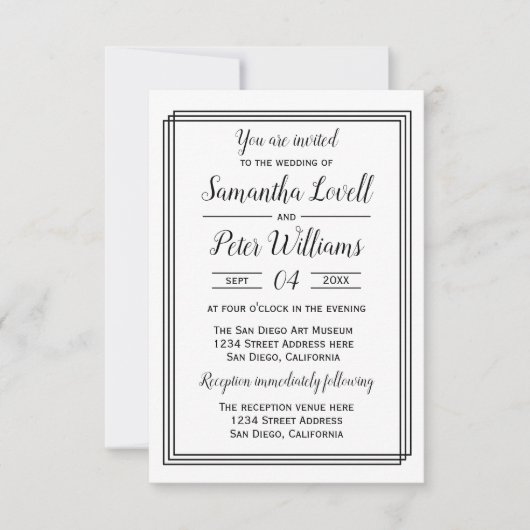 モダン幾何学ライン - 3x5 結婚式/披露宴招待状 招待状 (正面)