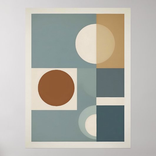 モダン幾何学円と正方形のウォールアート ポスター (正面)