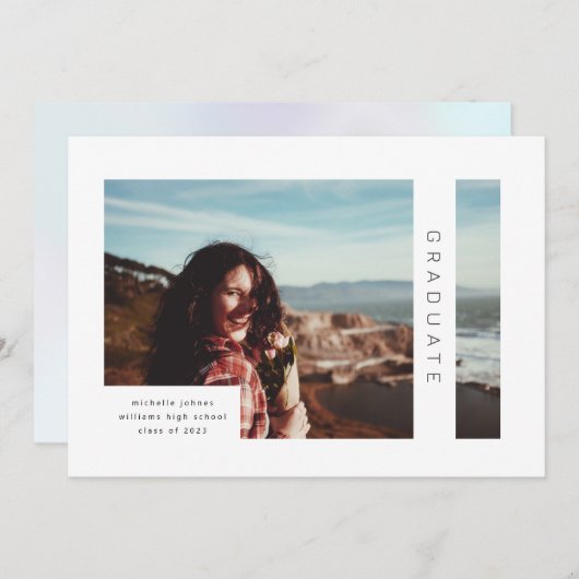 モダン幾何学写真 卒業発表 招待状 (正面/裏面)