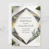 モダン幾何学小さな花のブライダルシャワー 招待状 (正面)