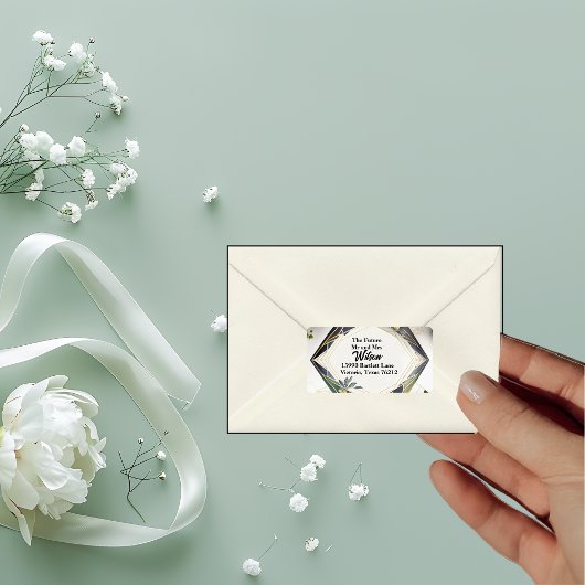 モダン幾何学小さな花の差出人住所 ラベル