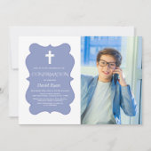 モダン幾何学少年の写真金ゴールドの確認 招待状 (正面)