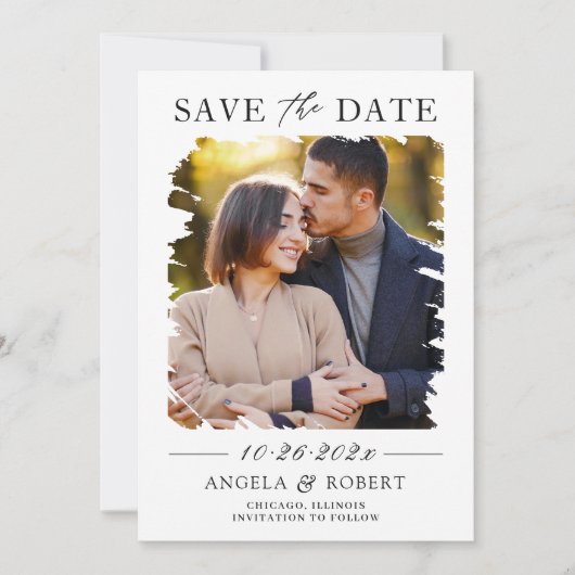 モダン幾何学抽象ブラシストロークフォトフレーム セーブザデート (正面)