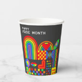 モダン幾何学抽象Pride Monthレインボー 紙コップ (裏面)