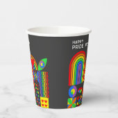 モダン幾何学抽象Pride Monthレインボー 紙コップ (左)