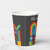 モダン幾何学抽象Pride Monthレインボー 紙コップ (右)