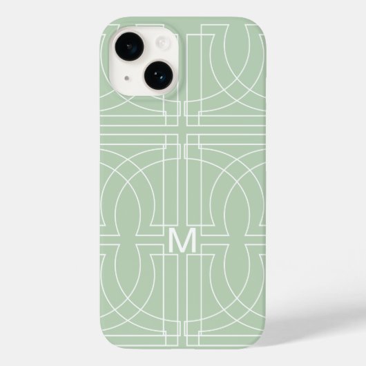 モダン幾何学柄 セージグリーン モノグラム Case-Mate iPhoneケース (裏面)