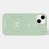 モダン幾何学柄 セージグリーン モノグラム Case-Mate iPhoneケース (裏面 (横))