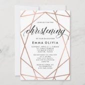 モダン幾何学模様の白《キリスト教》洗礼式や命名式 招待状 (正面)