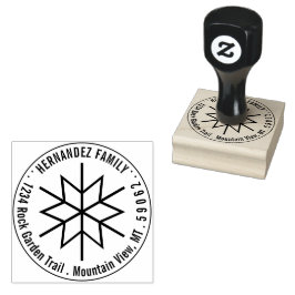 モダン幾何学模様の雪の結晶 返信先ラウンド ラバースタンプ