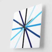 モダン幾何学模様の青いグラデーション線 スクエア壁時計 (傾斜)