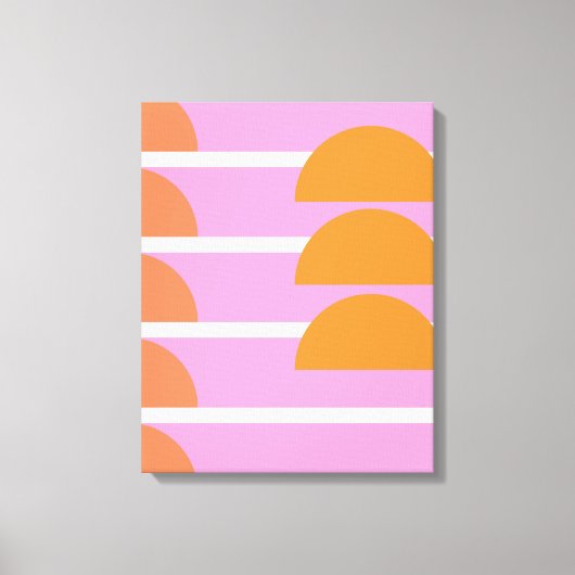 モダン幾何学模様アートピンクとオレンジ キャンバスプリント (正面)