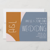 モダン幾何学模様テラコッタピンクミュートズ結婚ーズ 招待状 (正面)