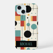 モダン幾何学模様 名前入り iPhone 15ケース (裏面)
