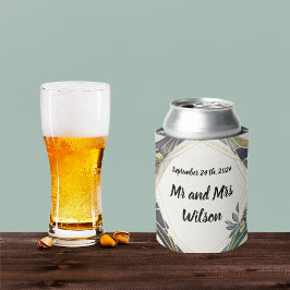 モダン幾何学模様（小さな花） 缶クーラー