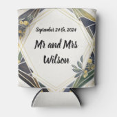 モダン幾何学模様(小さな花) 缶クーラー (正面)