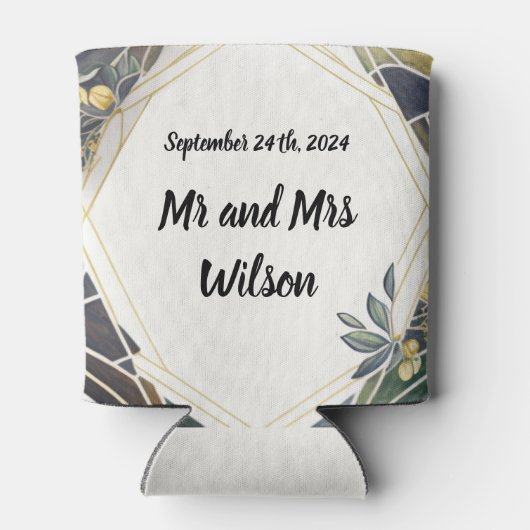 モダン幾何学模様（小さな花） 缶クーラー (裏面)