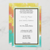 モダン幾何学水彩画 結婚式フレーム 招待状 (正面/裏面)