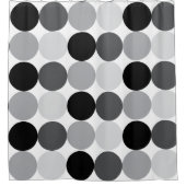 モダン幾何学灰色と白のモノクロ円 シャワーカーテン (正面)