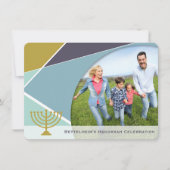 モダン幾何学的なハヌカ・メノラの写真 ホリデーパーティー 招待状 (正面)