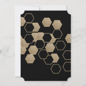 モダン幾何学的な六角形のブラックとゴールドのパーティー 招待状 (裏面)