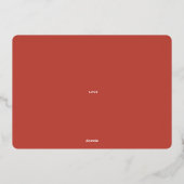 モダン幾何学的な喜びのオーバルアーチ赤と金 箔シーズンカード (裏面)