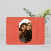 モダン幾何学的な喜びのオーバルアーチ 赤と金 箔シーズンカード (立ち正面)