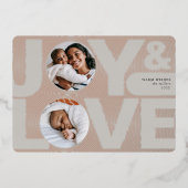 モダン幾何学的な喜び愛グレー ローズゴールド 箔シーズンカード (正面)