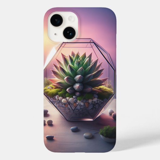 モダン幾何学的な多肉植物のテラリウム - ミニマリスト Case-Mate iPhoneケース (裏面)
