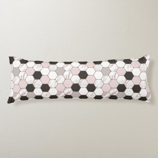 モダン幾何学的な大理石の六角形パターン ボディピロー (正面)