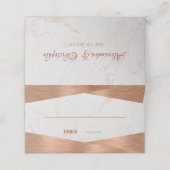 モダン幾何学的な大理石銅カリグラフィー結婚式 プレイスカード (外部開封)