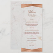 モダン幾何学的な大理石銅カリグラフィー結婚式 メニュー (正面/裏面)