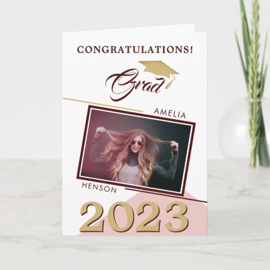 モダン幾何学研究科写真卒業 カード (正面)