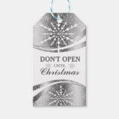 モダン幾何学銀と白のクリスマススター ギフトタグ (正面)