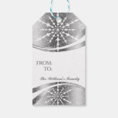 モダン幾何学銀と白のクリスマススター ギフトタグ (裏面)