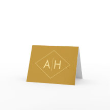 モダン幾何学 お礼カード ゴールド ポリゴン