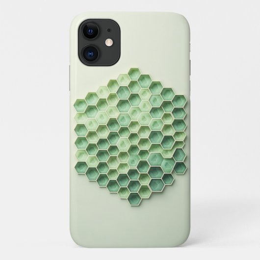 モダン幾何学 グリーンハニカムパターン - 3D ヘキサ Case-Mate iPhoneケース (裏面)