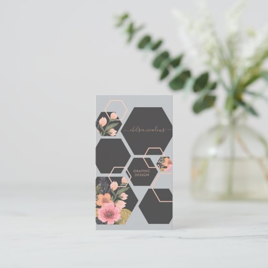 モダン幾何学 フラワー | ハニカム 名刺 (スタンド正面)