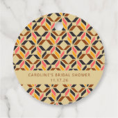 モダン幾何学 ブラック イエロー カスタム ブライダルシャワー フェイバータグ (裏面)