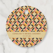 モダン幾何学 ブラック イエロー カスタム ブライダルシャワー フェイバータグ (正面)