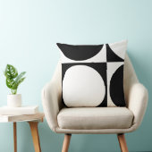 モダン幾何学 ブラック＆ホワイト 円と四角 クッション (椅子)