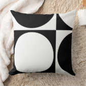 モダン幾何学 ブラック＆ホワイト 円と四角 クッション (ブランケット)